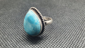 Bague en Larimar de la République Dominicaine, Argent 925