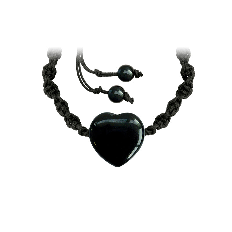 Bracelet Coeur Onyx en Fil Tressé