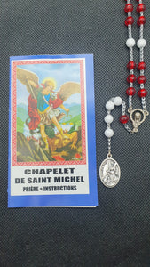 Chapelet de Dévotion de saint Michel rouge et blanc avec notice explicative