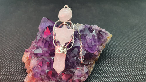 Pendule avec Merkaba en Quartz Rose