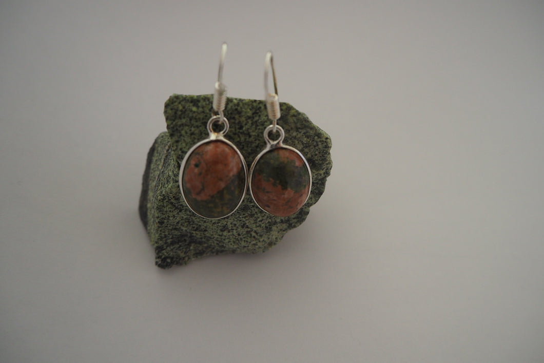 Boucles d'Oreilles en Unakite Argent 925