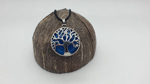 Pendentif Arbre Minéral en Agate Bleue