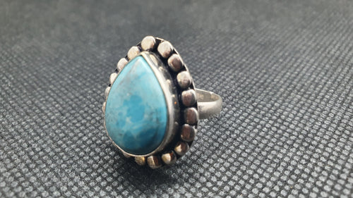 Bague en Larimar de la République Dominicaine, Argent 925