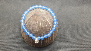 Bracelet en Agate Bleue 6mm avec signe "pour toujours"