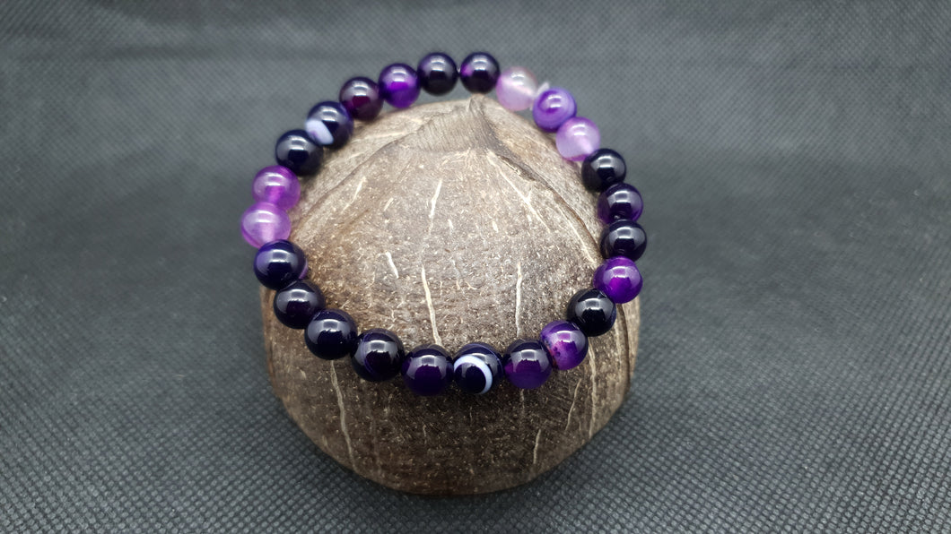 Bracelet en Agate Violette 8mm
