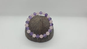 Bracelet Améthyste et Quartz Rose 8mm
