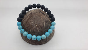 Bracelet en Turquoise et Pierre de Lave 8mm