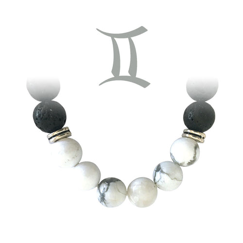 Bracelet Zodiac Howlite - Gémeaux - 8mm