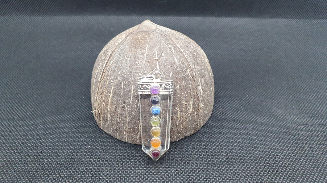 Pendentif en Cristal de Roche 7 Chakras