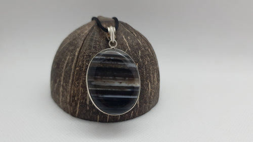 Pendentif en Agate Noire Argent 925