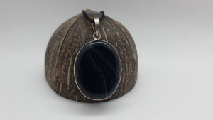 Pendentif en Agate Noire Argent 925