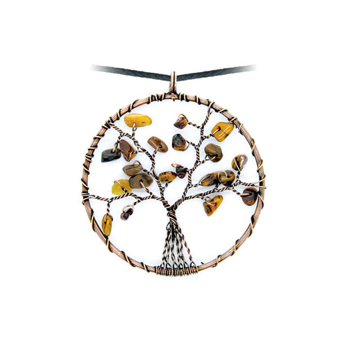 Pendentif Arbre de Vie en Œil de Tigre Naturelle