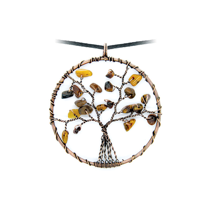 Pendentif Arbre de Vie en Œil de Tigre Naturelle