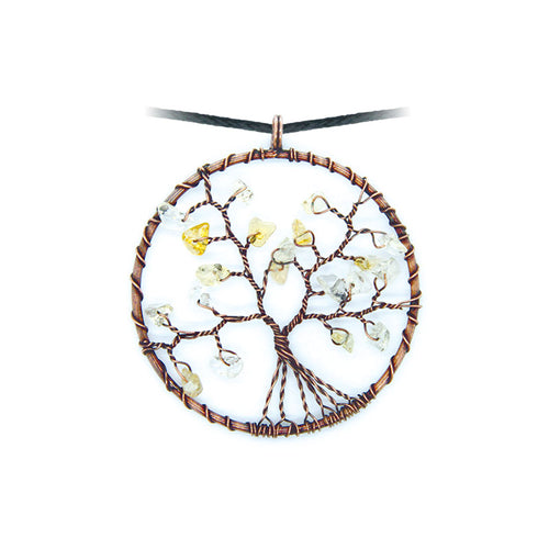 Pendentif Arbre de Vie en Citrine Naturelle