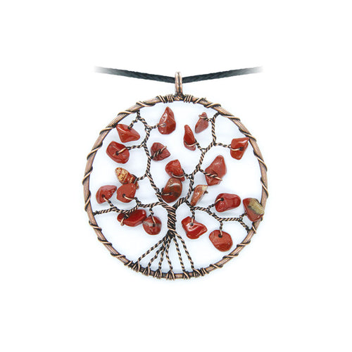 Pendentif Arbre de Vie en Jaspe Rouge Naturelle