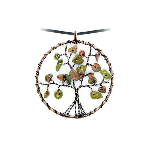 Pendentif Arbre de Vie en Unakite Naturelle