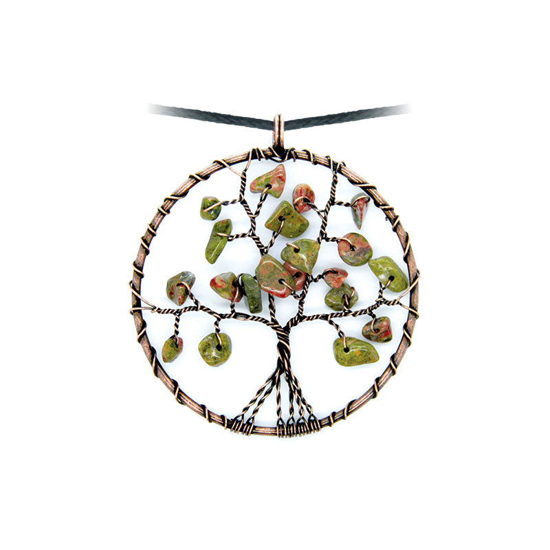 Pendentif Arbre de Vie en Unakite Naturelle