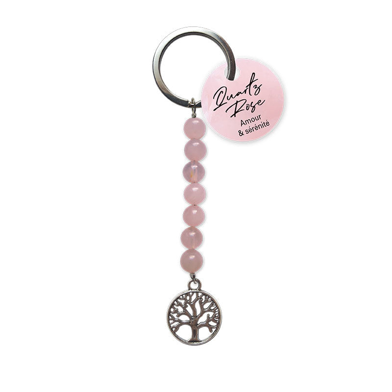 Porte-Clefs Quartz Rose - Arbre de Vie